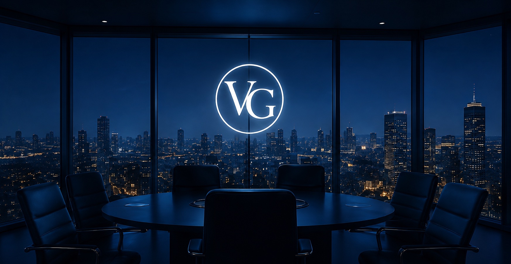 Voryn Group Ltd. boardroom overlooking the city at night