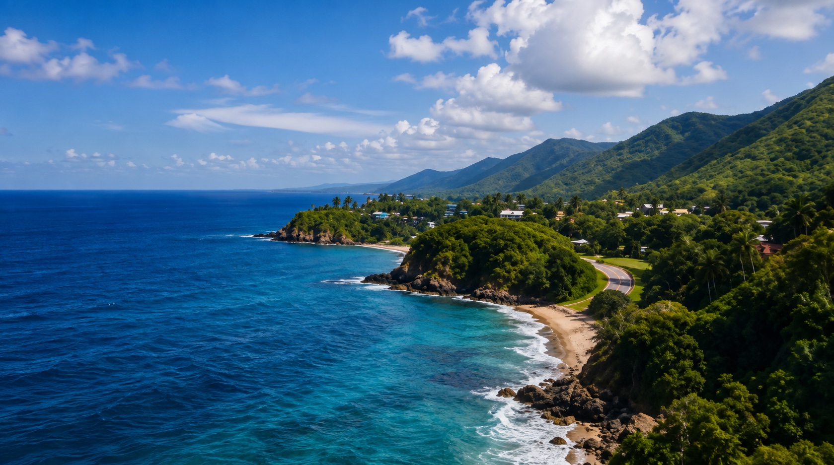 Aerial view of Jamaica's coastline